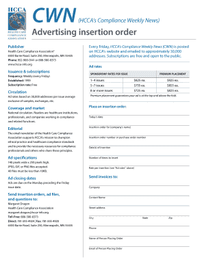 Healthcare Compliance Advertising Insertion Order