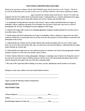 Volunteer Agreement/Release Form