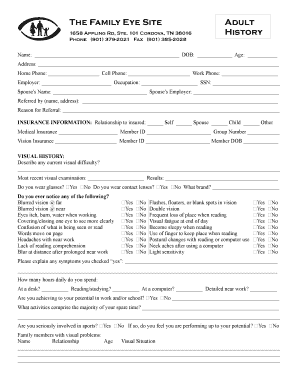 Adult Eye Exam Intake Form