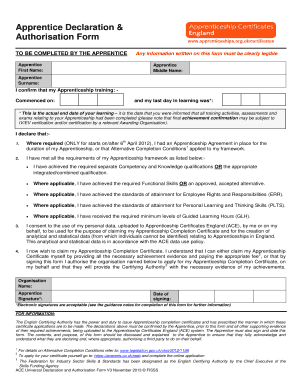 Apprentice Declaration & Authorisation Form