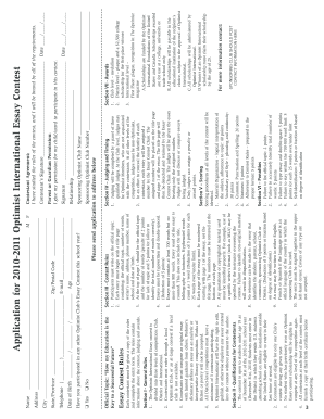 2010-2011 Optimist International Essay Contest Application