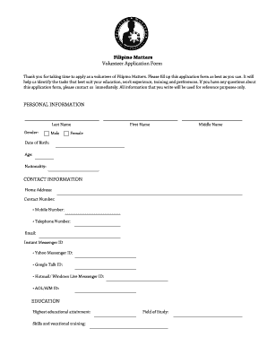 Volunteer Application Form