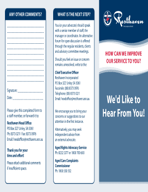 Resthaven Feedback Response Form