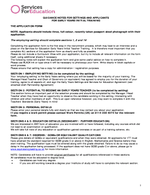 Early Years Initial Training Application Form