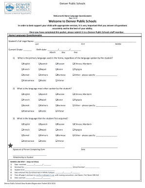 Denver Public Schools New Student Registration Packet