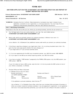 Form ADV - Investment Adviser Registration