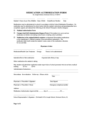 Medication Authorization Form