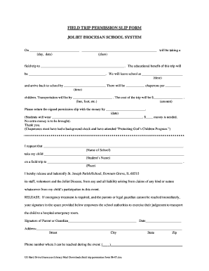 Field Trip Permission Slip Form