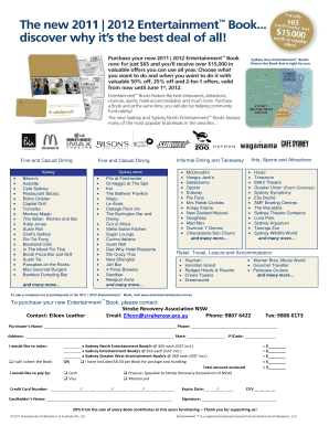 Entertainment Book Order Form