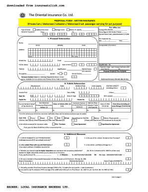 Motor Insurance Proposal Form