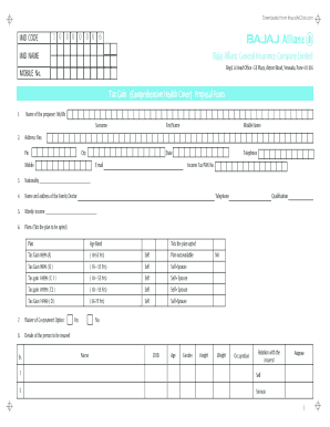Bajaj Allianz Health Insurance Proposal Form