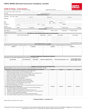 HDFC ERGO Health Insurance Proposal Form