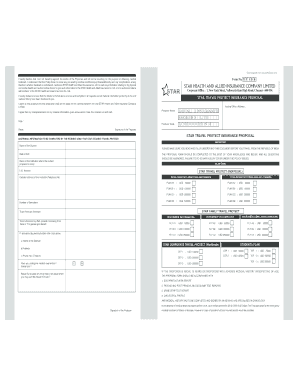 STAR Travel Protect Insurance Proposal Form