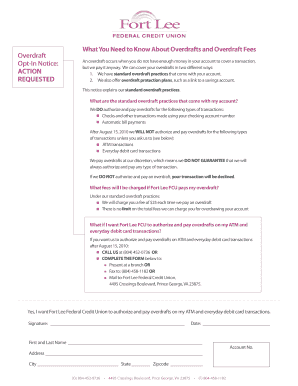 Fort Lee FCU Overdraft Opt-In Form