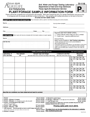Plant/Forage Sample Information Form