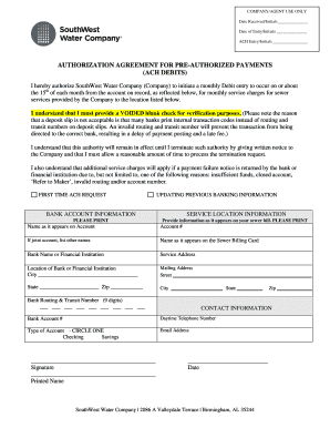 Authorization Agreement for Pre-Authorized Payments