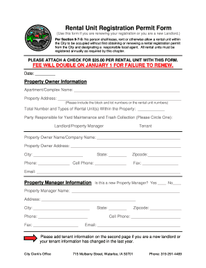 Rental Unit Registration Permit Form