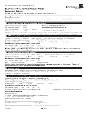 RiverSource Variable Annuity Investment Options Form