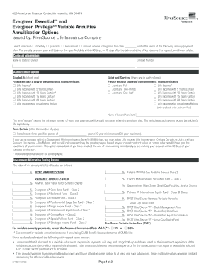 Evergreen Annuity Payment Plan Request Form