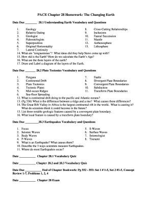 PACE Chapter 28 Homework: The Changing Earth
