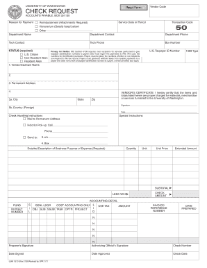 University of Washington Vendor Code Check Request