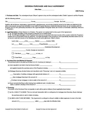 Georgia Purchase and Sale Agreement