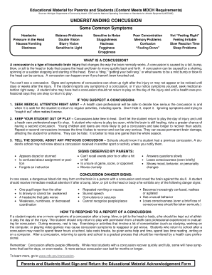 Concussion Awareness Educational Material Acknowledgement Form