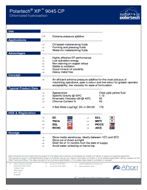 Polartech XP 9045 CP Extreme Pressure Additive Data Sheet