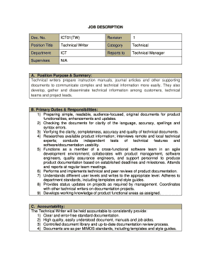 Technical Writer Job Description