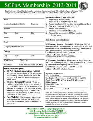SCPhA Membership Application 2013-2014