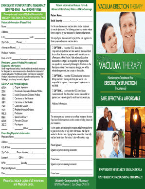 Patient Information Release Form for Vacuum Erection Therapy