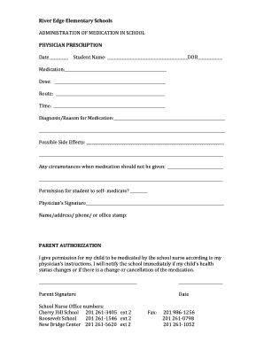 School Medication Administration Form