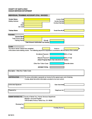 ITA Invoice Template 09 - Human Services Department