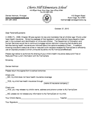NJ FamilyCare Health Insurance Authorization Form