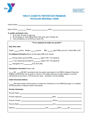 YMCA Diabetes Prevention Program Referral Form
