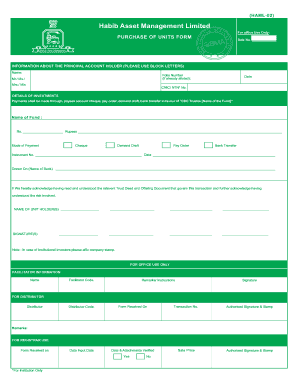 Purchase of Units Form