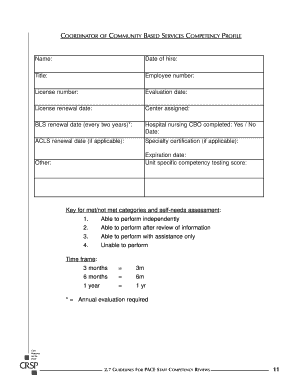 Community Based Services Competency Profile Form