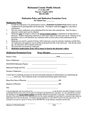 Richmond County Medication Permission Form