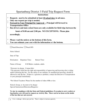 Spartanburg District 3 Field Trip Request Form