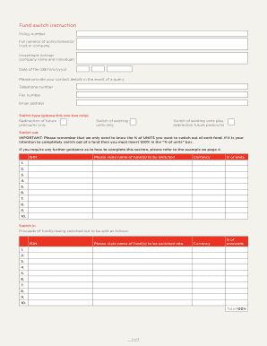 Quantum Fund Switch Instruction Form