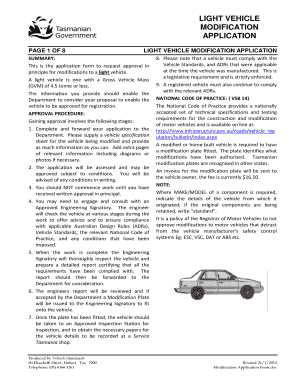 Light Vehicle Modification Application
