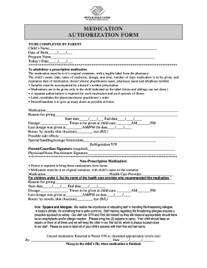 Medication Authorization Form