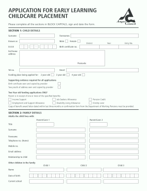 Early Learning Childcare Placement Application