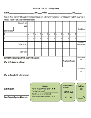 CHECK-IN CHECK-OUT Daily Report Form