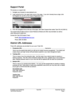 Tyler SIS v9 Support Registration Form