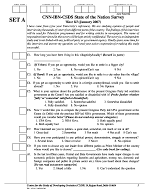 India State of the Nation Survey Form