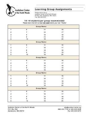 Liability Release Form for Group Assignments