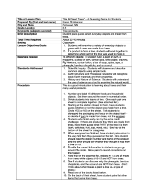 We All Need Trees Lesson Plan
