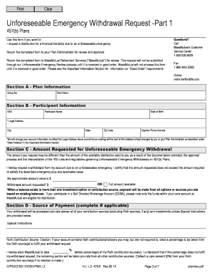 Unforeseeable Emergency Withdrawal Request - 457(b) Plans
