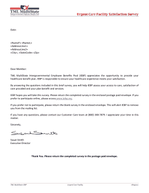 Urgent Care Facility Satisfaction Survey